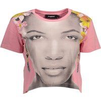 Kurzarm Crop T-Shirt mit Gesichtdruck