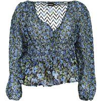 Bluse mit Blumenmuster und Smok-Bund