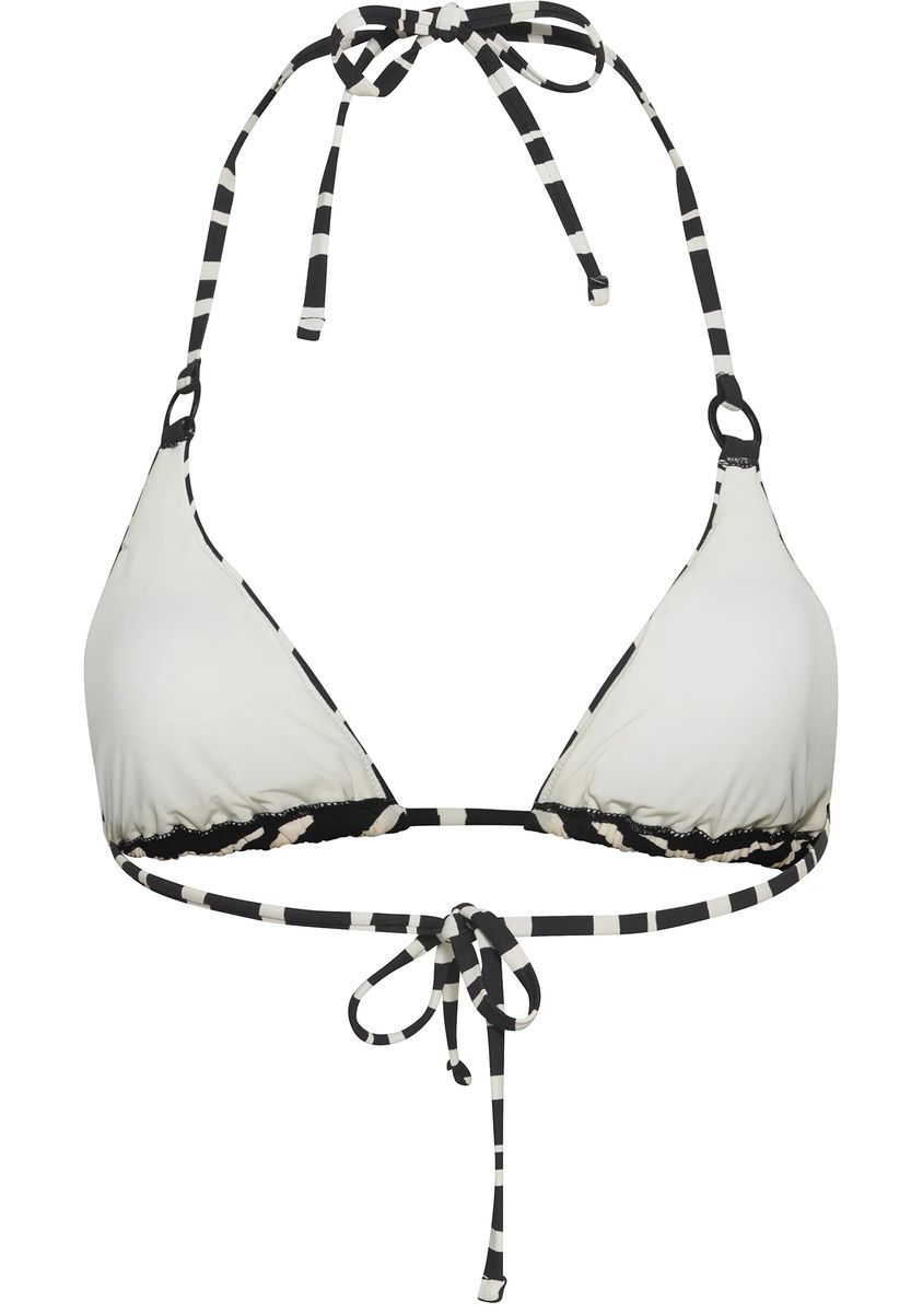 Gestreiftes Triangel-Neckholder-Bikini-Oberteil