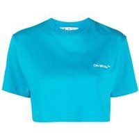 Off White - "Helvetica" kurzes T-Shirt für Damen (Blau)
