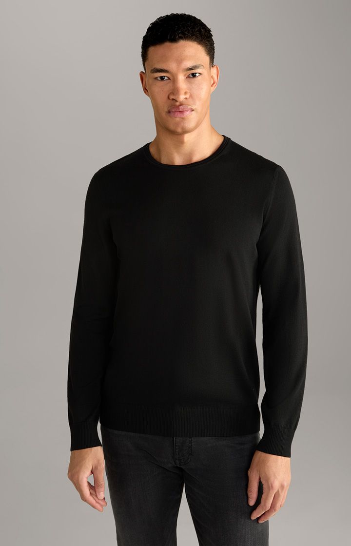 JOOP! Denny Schwarzer Merinowollpullover Rundhalsausschnitt Klassische Passform