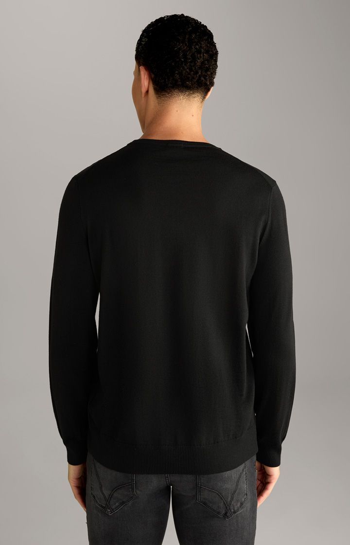 JOOP! Denny Schwarzer Merinowollpullover Rundhalsausschnitt Klassische Passform