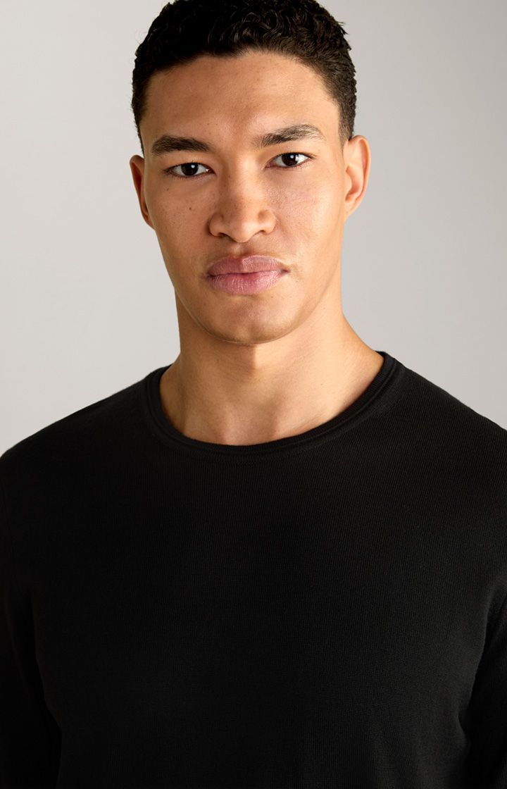 JOOP! Denny Schwarzer Merinowollpullover Rundhalsausschnitt Klassische Passform