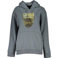 Damen Grauer Kapuzenpullover mit Leopardenmuster