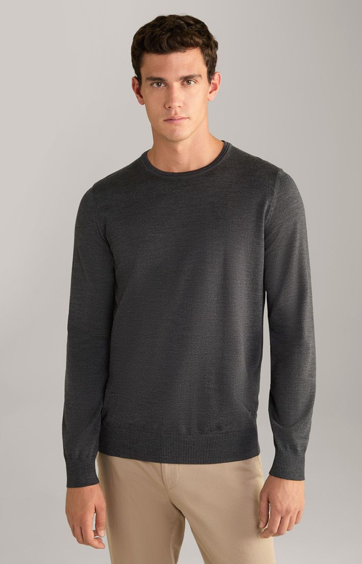 Joop! Denny Anthrazit Merinowolle Rundhals Pullover
