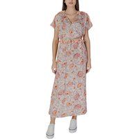 Blumiges Maxikleid mit V-Ausschnitt und kurzen Ärmeln