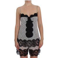 Seiden Chemise mit Blumenmuster und Spitze