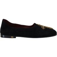 Schwarze Wildleder-Ballerinas mit Schmuck