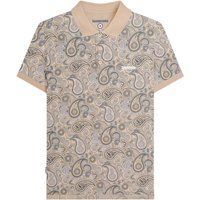 Lambretta Herren Paisley Poloshirt (Stein)