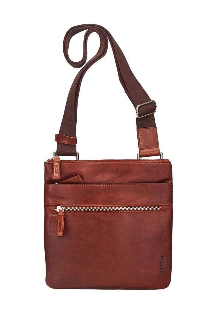 PICARD Umhängetasche "Buddy", Leder, Label-Prägung, für Herren, braun, 99