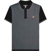 Kurzarm Poloshirt mit Hahnentrittmuster
