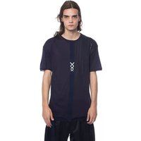 Dunkelblaues Seiden T-Shirt mit Grafik