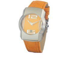 Orangefarbenes Zifferblatt Lederarmbanduhr