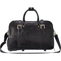 Schwarze Reisetasche aus Leder mit Rollen