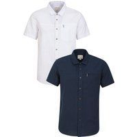 Mountain Warehouse Herren Kokosnuss-Struktur Kurzarmhemd (2er-Pack) (Weiß/Dunkelblau)