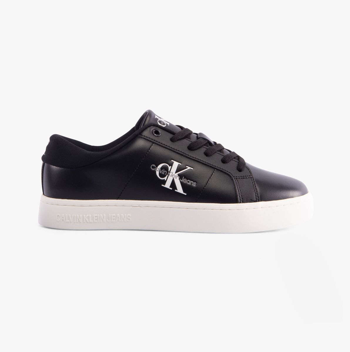 Klassische schwarze Leder Cupsole Sneaker