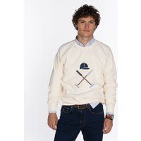 Baumwoll-Sweatshirt mit Rundhalsausschnitt und Stickerei
