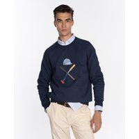 Baumwoll-Sweatshirt mit Rundhalsausschnitt und Stickerei