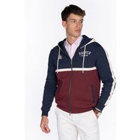 Farbblock-Kapuzenpullover mit Reißverschluss