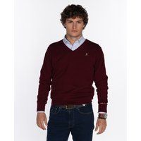 Klassischer Baumwoll-Strickpullover mit V-Ausschnitt