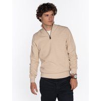 Baumwollpullover mit kurzem Reißverschluss