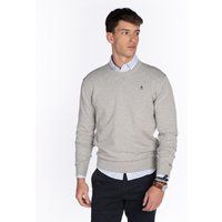Klassischer Baumwoll Strickpullover mit Rundhalsausschnitt