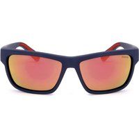 Rechteckige Sonnenbrille Marineblau mit roten Gläsern
