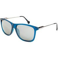 Blaue quadratische Sonnenbrille silberne Bügel