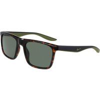 Rechteckige Sonnenbrille mit Schildpattmuster und grünen Akzenten