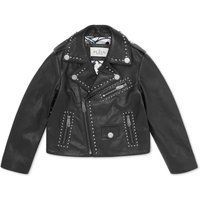 Schwarze Kinder Leder Bikerjacke