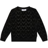Sweatshirt aus Velours mit Herzmuster