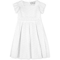 Weißes Kleid mit Lochstickerei und Falten