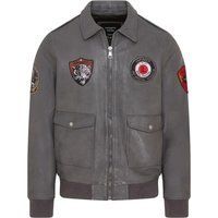 Herren Bomberjacke aus Leder mit Aufnähern