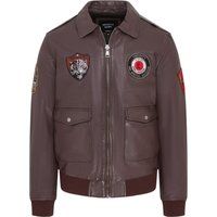 Herren-Bomberjacke aus Leder mit Aufnähern