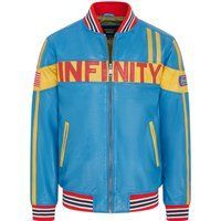 Blau Racing-Lederjacke im Rennstrecken-Stil