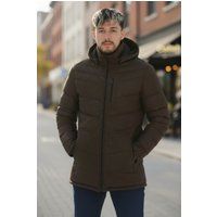 Herren Braune Steppjacke mit Kapuze