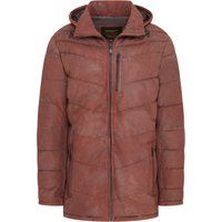Herren-Leder-Steppjacke mit Kapuze