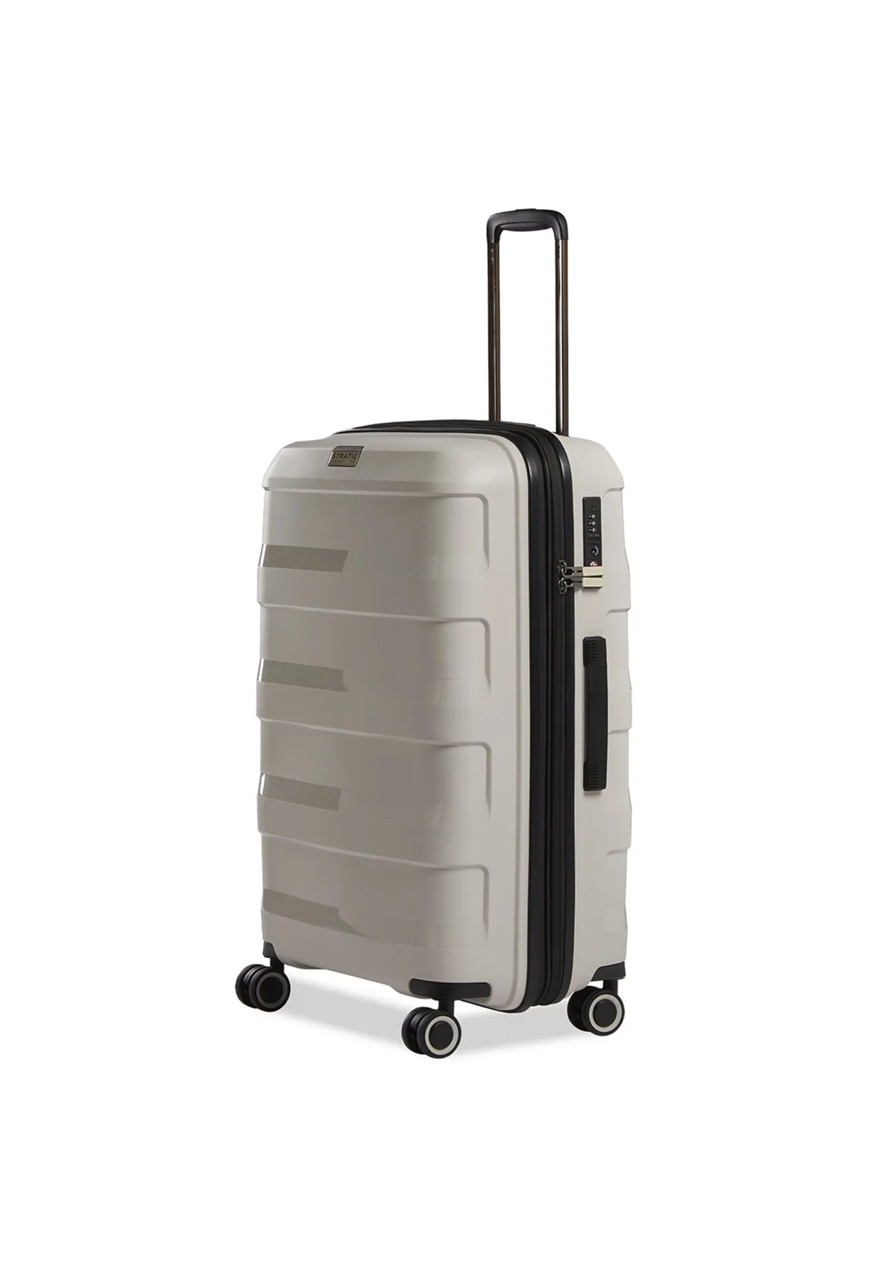 Stratic 4-Doppelrollen-Trolley, Hartschale, Emblem, TSA-Schloss, beige, 65