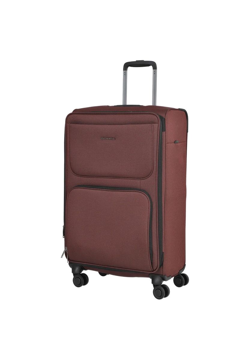 Stratic 4-Doppelrollen-Trolley, Reißverschlusstaschen, TSA-Schloss, rot, 72