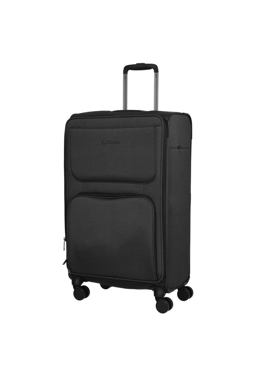 Stratic 4-Doppelrollen-Trolley, Reißverschlusstaschen, TSA-Schloss, schwarz, 72