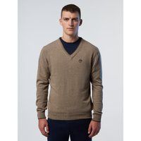 Herren V-Ausschnitt Strickpullover mit Logo