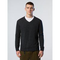 Herren V-Ausschnitt Strickpullover mit Logo