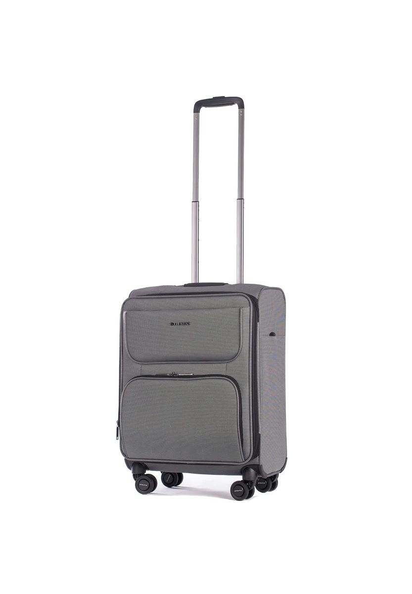 Stratic 4-Doppelrollen-Trolley, Dehnfalte, Reißverschluss, grau, 54
