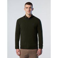 Klassischer Rundhals Strickpullover mit Logo