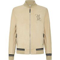 Bomberjacke aus perforiertem Wildleder mit Streifen