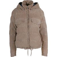 Gesteppte Wildleder Daunenjacke mit Kapuze