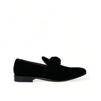 Samt-Loafer mit Schleifendetail