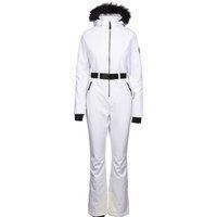 Damen Ski-Overall Weiß mit Pelzkapuze