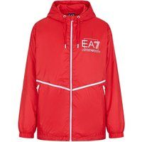 Rote Kapuzen-Windbreakerjacke mit Logo