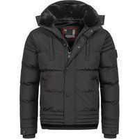 Schwarzer Winterparka mit Kapuze für Herren